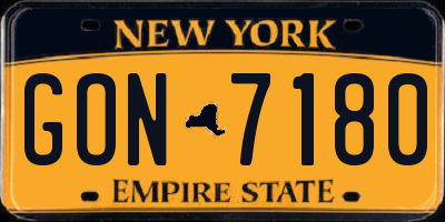 NY license plate GON7180