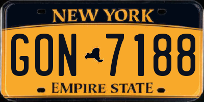 NY license plate GON7188