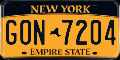 NY license plate GON7204