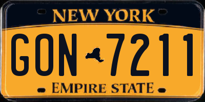 NY license plate GON7211