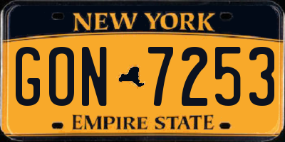 NY license plate GON7253