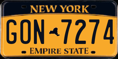 NY license plate GON7274