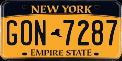NY license plate GON7287