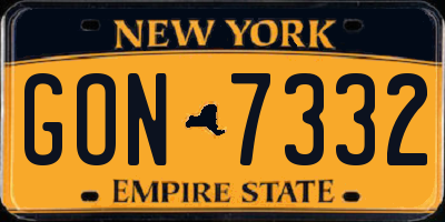 NY license plate GON7332