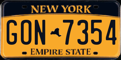 NY license plate GON7354