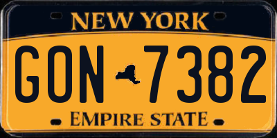 NY license plate GON7382