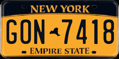 NY license plate GON7418