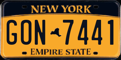 NY license plate GON7441