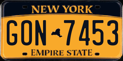 NY license plate GON7453