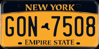 NY license plate GON7508