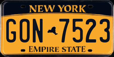 NY license plate GON7523