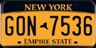 NY license plate GON7536