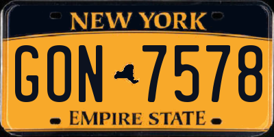 NY license plate GON7578