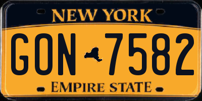 NY license plate GON7582