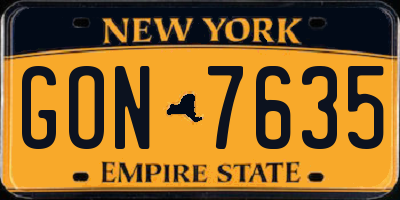 NY license plate GON7635