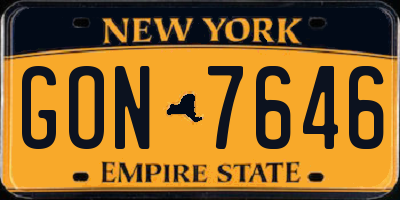 NY license plate GON7646