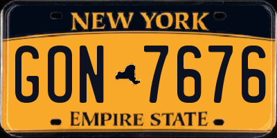 NY license plate GON7676