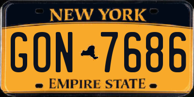NY license plate GON7686