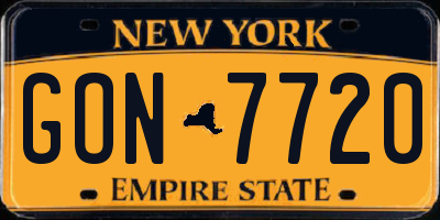 NY license plate GON7720