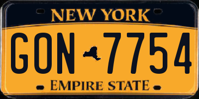 NY license plate GON7754