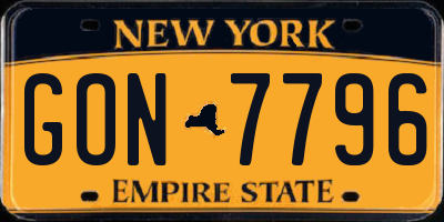 NY license plate GON7796