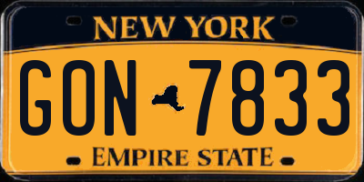 NY license plate GON7833