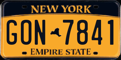 NY license plate GON7841