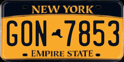 NY license plate GON7853