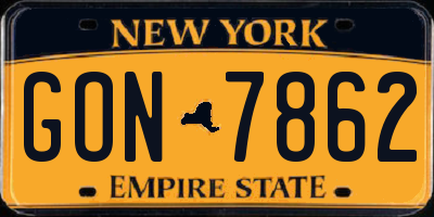 NY license plate GON7862