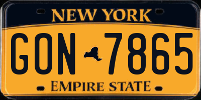 NY license plate GON7865