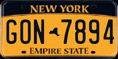 NY license plate GON7894