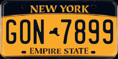 NY license plate GON7899