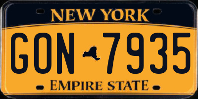 NY license plate GON7935