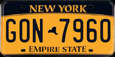 NY license plate GON7960