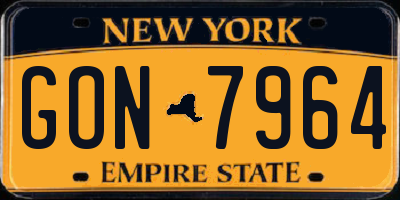 NY license plate GON7964