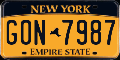NY license plate GON7987