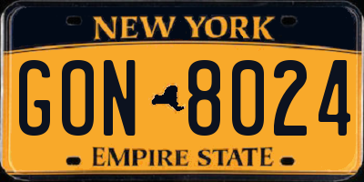 NY license plate GON8024