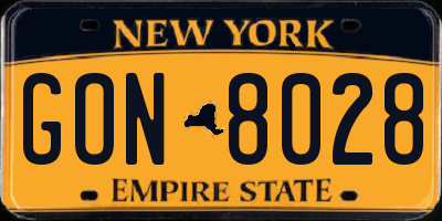 NY license plate GON8028