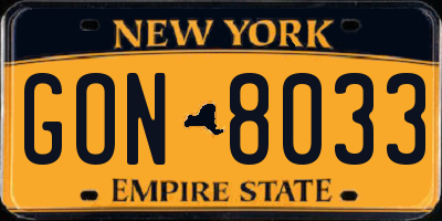 NY license plate GON8033