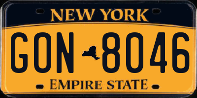 NY license plate GON8046