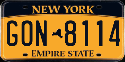 NY license plate GON8114