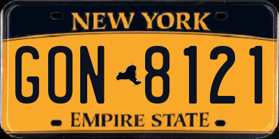NY license plate GON8121