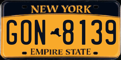 NY license plate GON8139