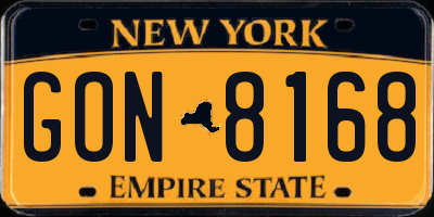 NY license plate GON8168