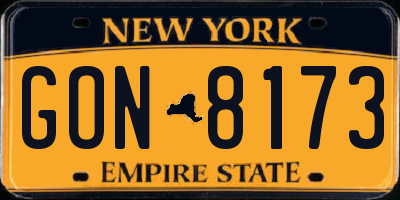 NY license plate GON8173