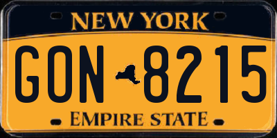 NY license plate GON8215