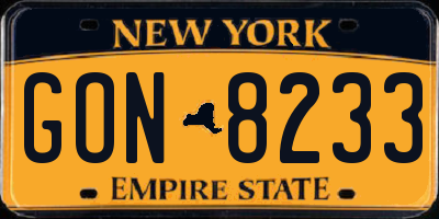NY license plate GON8233