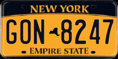 NY license plate GON8247