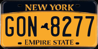 NY license plate GON8277