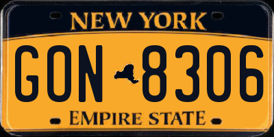 NY license plate GON8306